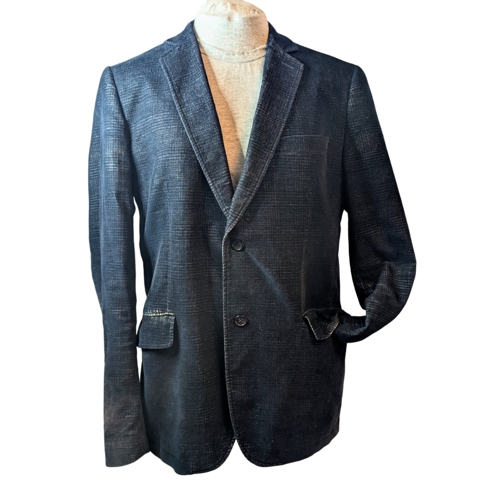 Black Brown 1826 SzL Black Velveteen Sport Coat with Structured Shoulders GUC